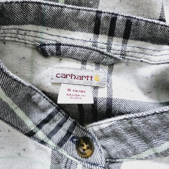 Carhartt Twilight Relaxed 3/4 Sleeve Plaid Flannel Button Down Shirt Size Small - Picture 6 of 9